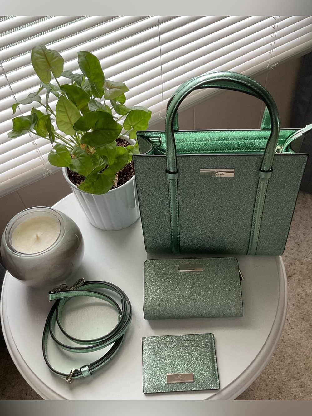 Kate Spade Kenzie Glitter Tote Crossbody, Wallet & Cardholder 3PC Set NWOT